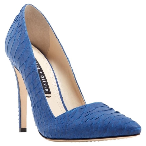 Alice + Olivia Shoes - Alice + Olivia Dina Snake-Embossed Leather Pump